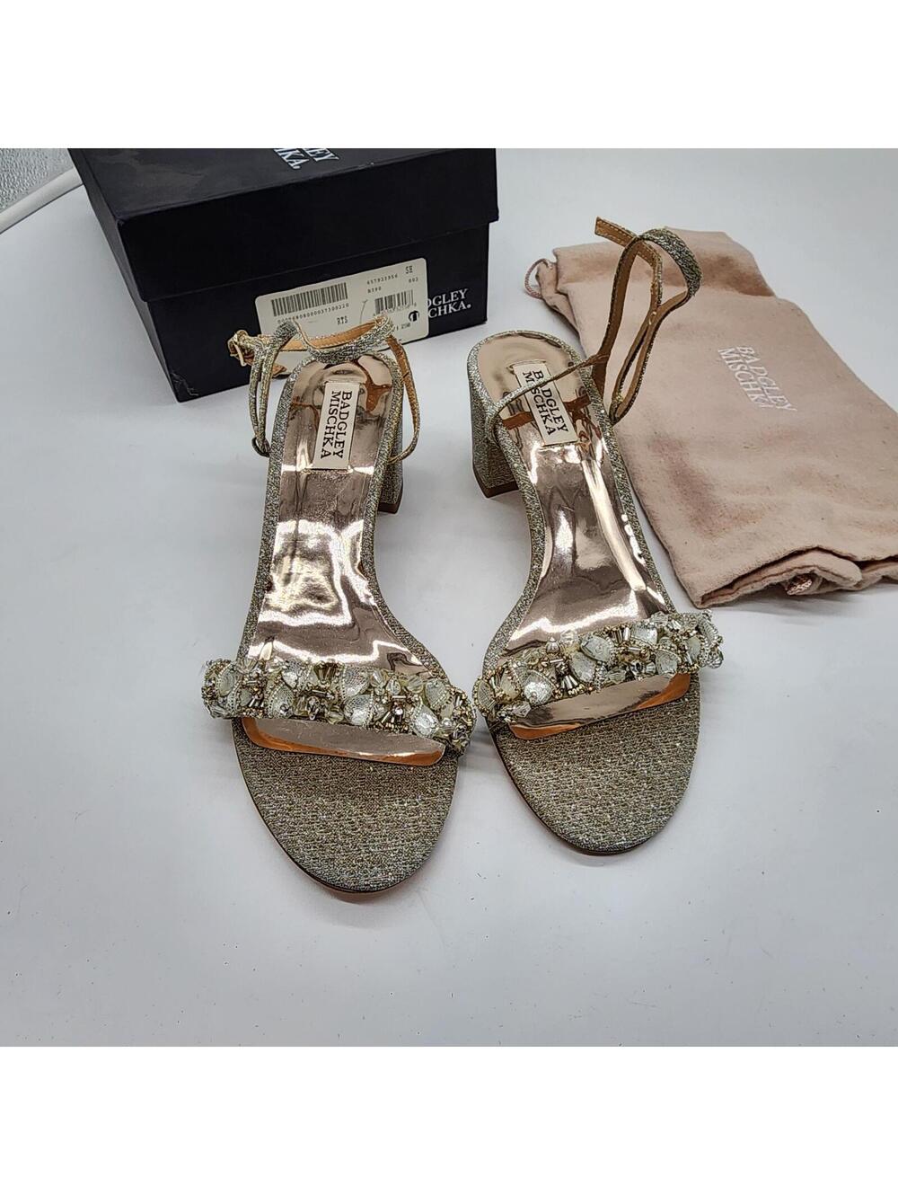 Badgley Mischka Tanessa Embellished Ankle Strap Heels 7.5 NIB - Picture 3 of 10